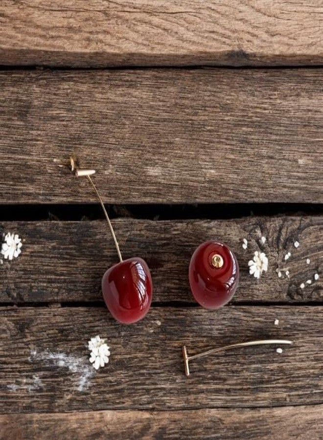 Avighna's Earrings For Women Red Cherry Designs Gold Plated Dangle Earrings For Women Girls Love Gifts Womens Jewellery - Image 4