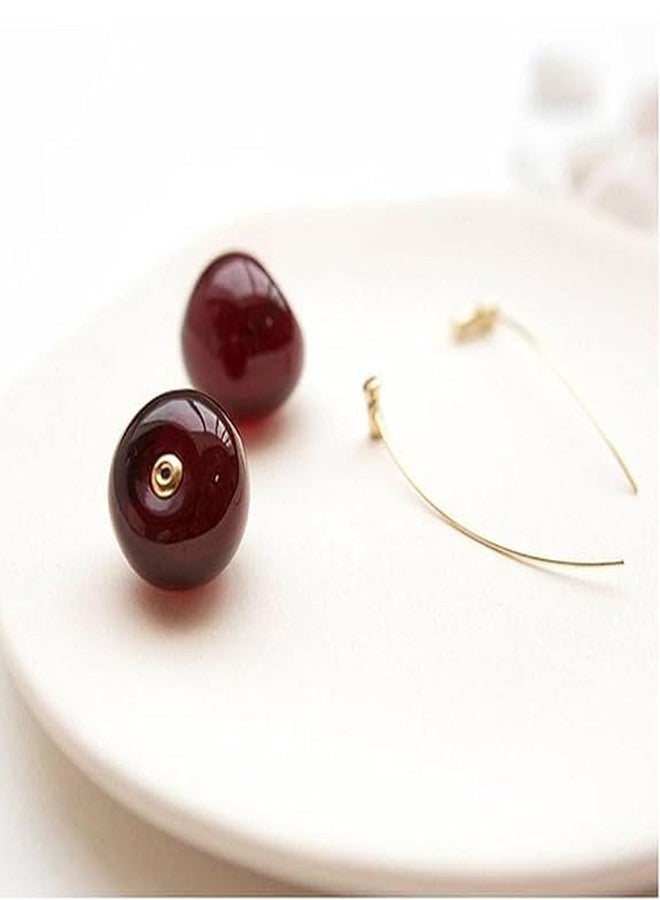 Avighna's Earrings For Women Red Cherry Designs Gold Plated Dangle Earrings For Women Girls Love Gifts Womens Jewellery - Image 3