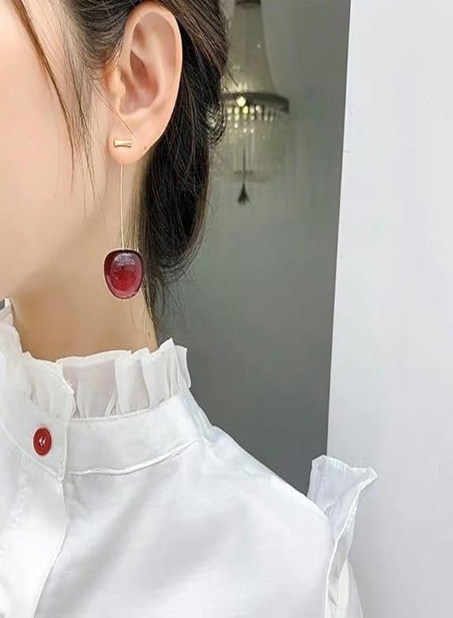 Avighna's Earrings For Women Red Cherry Designs Gold Plated Dangle Earrings For Women Girls Love Gifts Womens Jewellery - Image 2