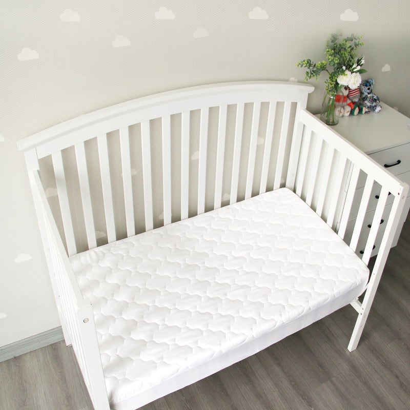 Biloban Crib Mattress Protector Sheets Fitted Waterproof Crib Mattress Pad Cover, Noiseless & Machine Wash 100% Absorbent Crib/Toddler Mattress Protector Sheet Quilted, White, 52" x 28" - Image 5