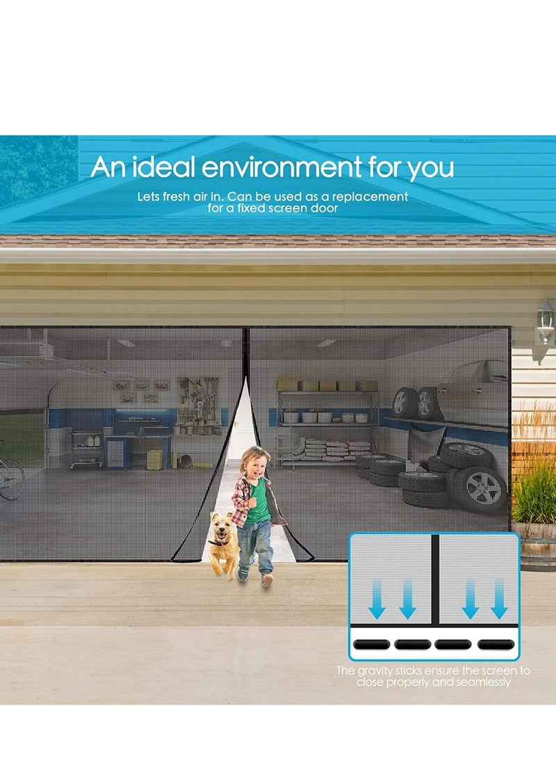 Barakah Magnetic Garage Screen Door, Self Sealing, Heavy Duty Mesh, Hands-Free, Keeps Bugs Out, Pet and Kid Friendly, 13.12x6.56 FT for 2 Car Garage, Durable Fiberglass for Patio, Outdoor, Gym - Image 3