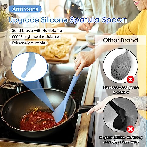 Armrouns Silicone Spatula Spoon 2-Pack, Rubber Spoonula set Heat Resistant, Seamless Non-Stick Scrapers for Baking Mixing. - Image 3