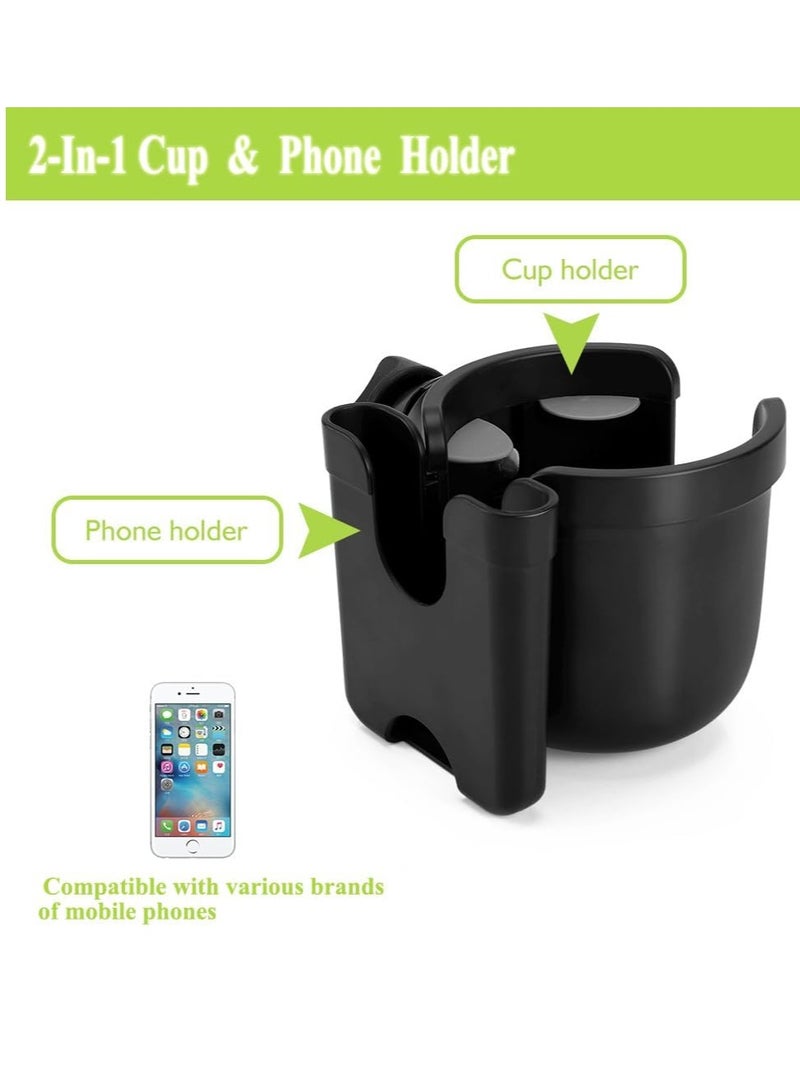 كيلا حامل أكواب عربة الأطفال مع حامل الهاتف، حامل أكواب الدراجة، حامل أكواب عالمي لعربات الأطفال Uppababy Nuna Doona، حامل كوب للهاتف 2 في 1 لعربة الأطفال والدراجة والكرسي المتحرك والمشاية والسكوتر - Image 3