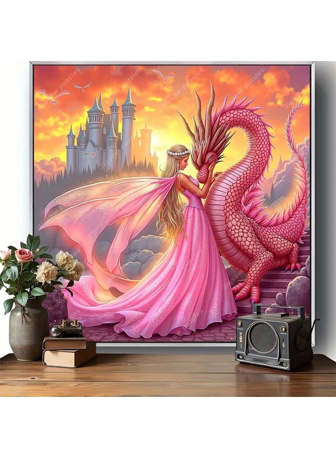 1024PCS YF3084 Princess Pink Dragon Fairytale Castle Sunset Landscape Jigsaw Puzzle For Adults Families - Image 4