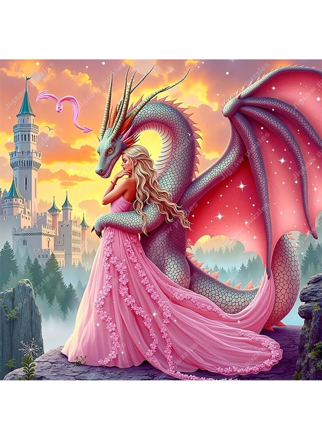 1024PCS YF3084 Princess Pink Dragon Fairytale Castle Sunset Landscape Jigsaw Puzzle For Adults Families - Image 1
