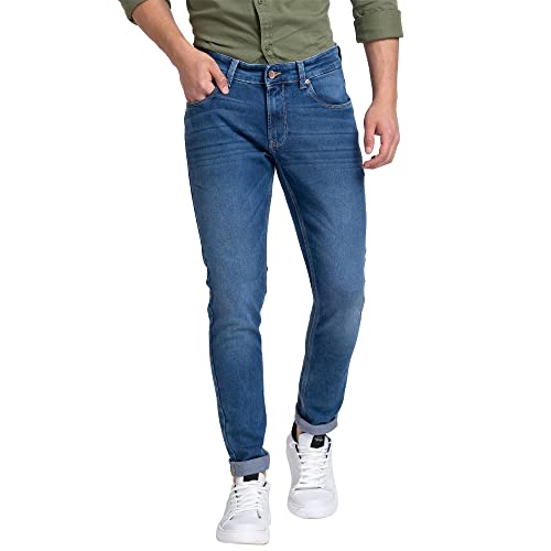 Spykar Men's Super Skinny Fit Low-Rise Casual Jeans Mid Blue - Image 1