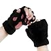 Himine Cat Claw Bear Paw Fingerless Winter Plush Gloves 1PairBlack - Image 3