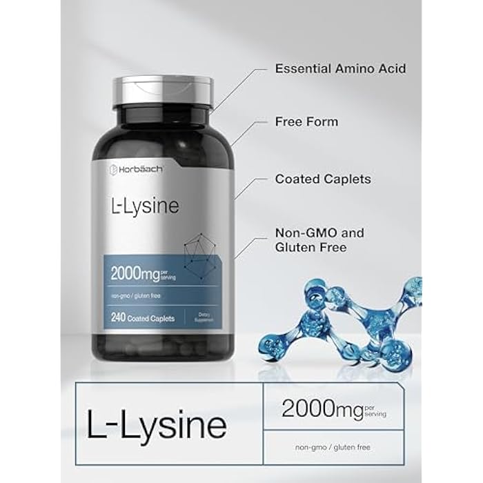 Horbäach L-Lysine | 2000mg | 240 Caplets | Vegetarian, Non-GMO, and Gluten Free Supplement - Image 4