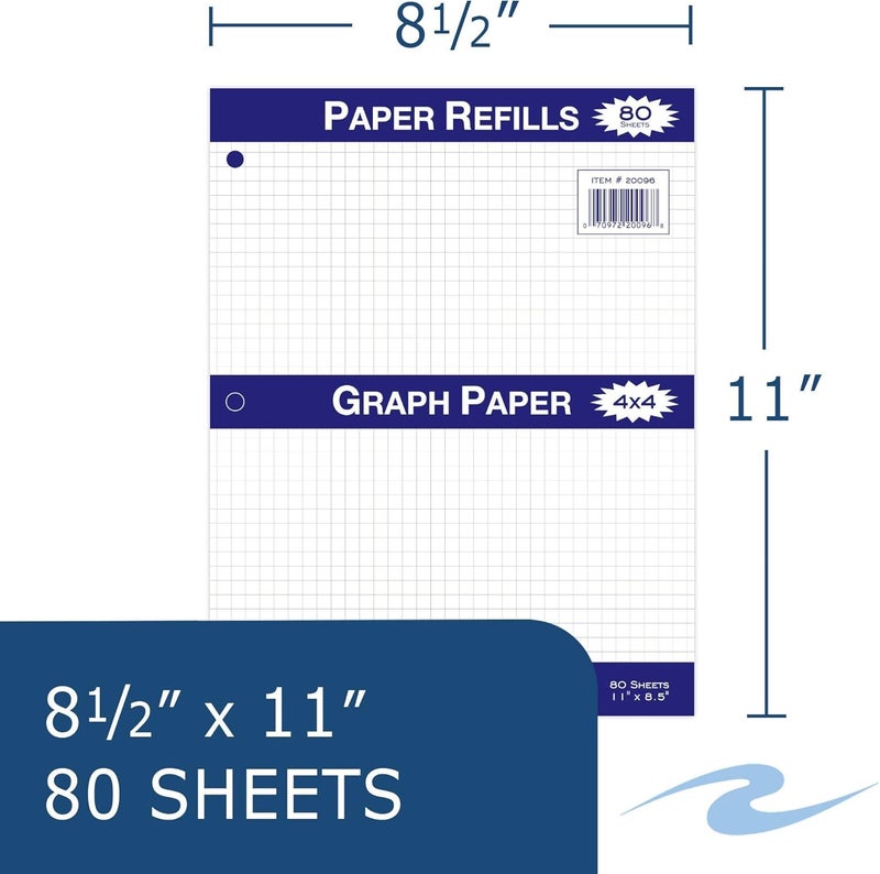 Roaring Spring ورق ملاحظات مفكوك، ورق رسم بياني، 11" × 8.5"، شبكة 4x4، 80 ورقة، مثقوب بـ 3 ثقوب - Image 2