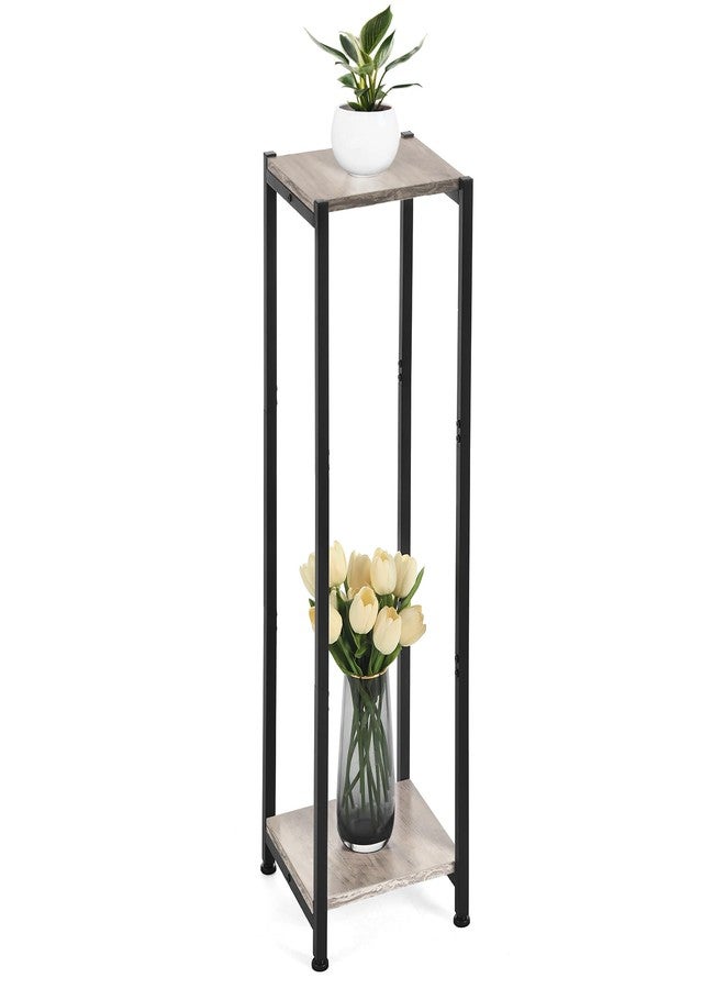 Dipion Extra Tall Plant Stand Indoor,40 Inch Plant Stands,2 Tier Metal Plant Stand with Heavy Duty Wood,Greige and Black - Image 1
