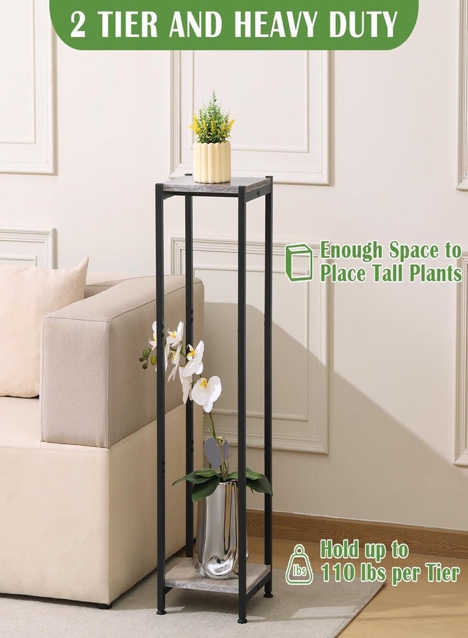 Dipion Extra Tall Plant Stand Indoor,40 Inch Plant Stands,2 Tier Metal Plant Stand with Heavy Duty Wood,Greige and Black - Image 4