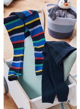 Tchibo Kid Girls 2 Pairs Of Leggings, Navy Blue Combo  - Image 1