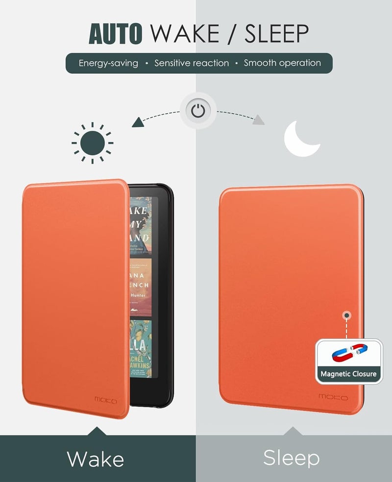 MoKo Case for All-new 7" Kindle Paperwhite(12th Generation-2024) and Kindle Colorsoft Signature Edition 2024, Lightweight Shell Cover with Auto Wake/Sleep for Kindle Paperwhite 2024, Orange - Image 5