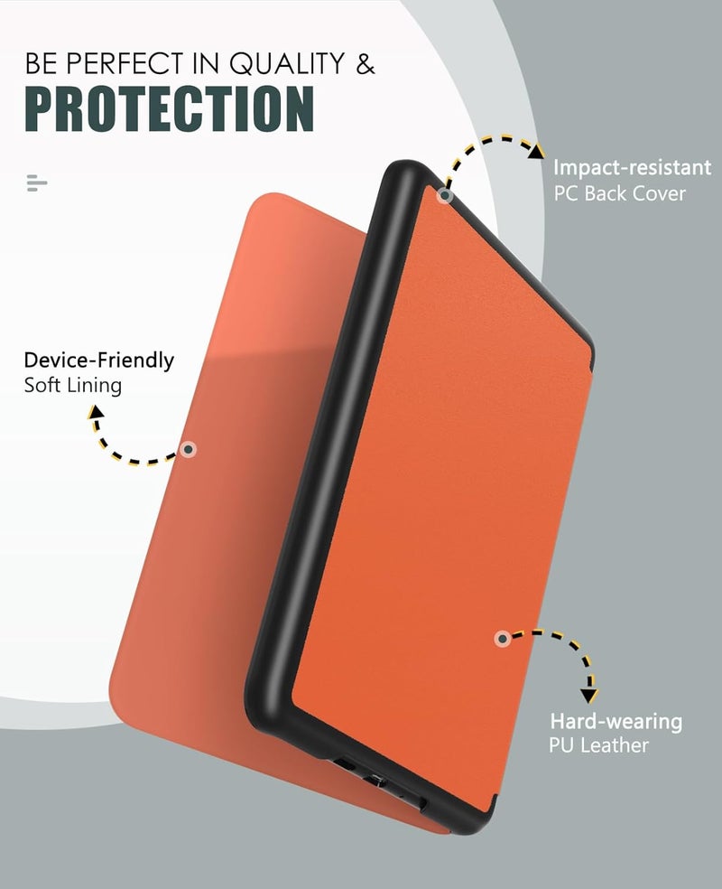 MoKo Case for All-new 7" Kindle Paperwhite(12th Generation-2024) and Kindle Colorsoft Signature Edition 2024, Lightweight Shell Cover with Auto Wake/Sleep for Kindle Paperwhite 2024, Orange - Image 3