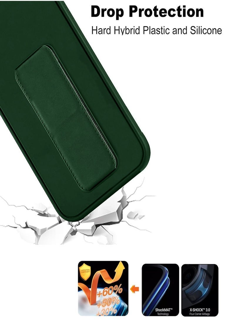 TIGER OnePlus Nord CE4 Lite 5G 2024 Case – Foldable Magnetic Kickstand & Wrist Strap Grip | Built-In Iron Plate for Magnetic Mount | Shockproof TPU Back Cover | Stylish Dark Green Finger Grip Case - Image 5