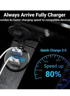 سيوسي مقبس شاحن السيارة ، مخرج USB ثلاثي 12 فولت / 24 فولت 20 وات PD و 18 وات QC3.0 معدن ألمنيوم مع مفتاح طاقة يعمل باللمس ، محول شحن سريع لدراجة نارية عربة الجولف RV للقوارب  - Image 3