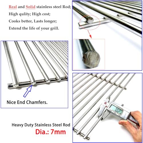 Direct store DS112 Solid Stainless Steel Cooking grids 2PK Replacement for Weber Spirit 200 Series and Genesis Silver A, Spirit E210, Spirit 500 (Side-Mounted Control) 7521 7523 9855, 15 x 11 1/4 Inch - Image 4