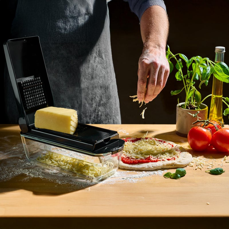 Le'raze 13-in-1 Vegetable Chopper Pro with Glass Container, Stainless Steel Blades, BPA-Free, Mandoline Slicer, Manual - Image 3