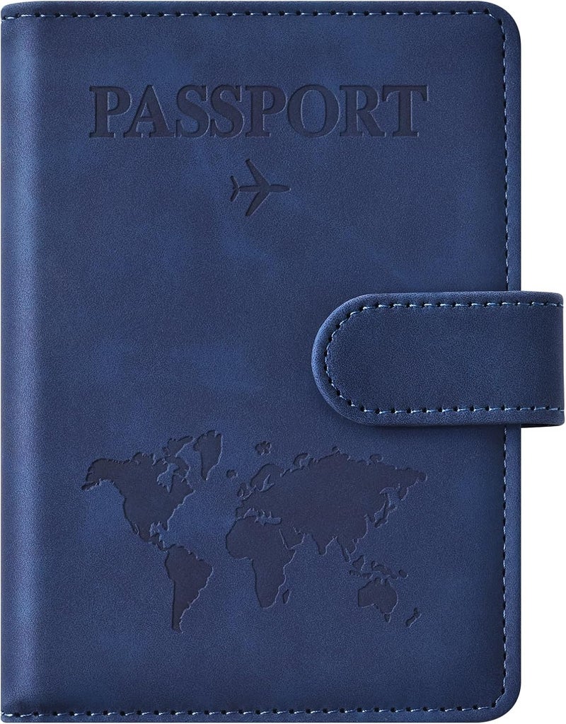 Eoehro Passport Holder for Travel Essentials, Passport Wallet Cover Case for Travel Must Haves Accessories,Passport Book Holders for Women and Men(dark blue) - Image 1