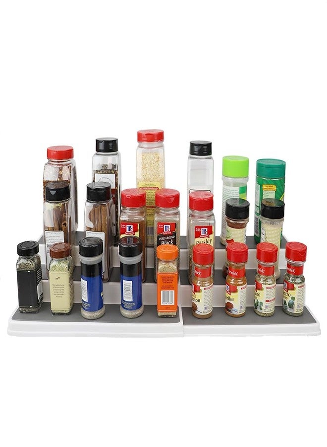 Home Basics 3-Tiered Plastic Expandable Spice Rack with Silicone Lined Anti-Slip Tiers, (White) Adjustable Length Kitchen Organizer for Cabinet, Pantry or Countertop - Image 5