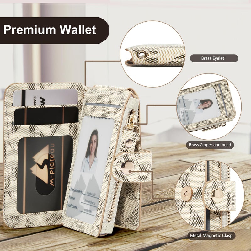 M-Plateau Card Cases, Leather Card & ID Cases,Credit Card Holder Wallet Small Card Case Wallet: Wallet Women Small Premium PU Leather, Slim Wallet for Travelling (off White) - Image 2