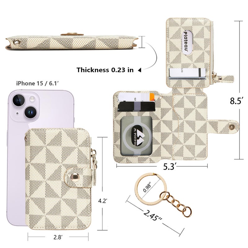 M-Plateau Card Cases, Leather Card & ID Cases,Credit Card Holder Wallet Small Card Case Wallet: Wallet Women Small Premium PU Leather, Slim Wallet for Travelling (off White) - Image 4