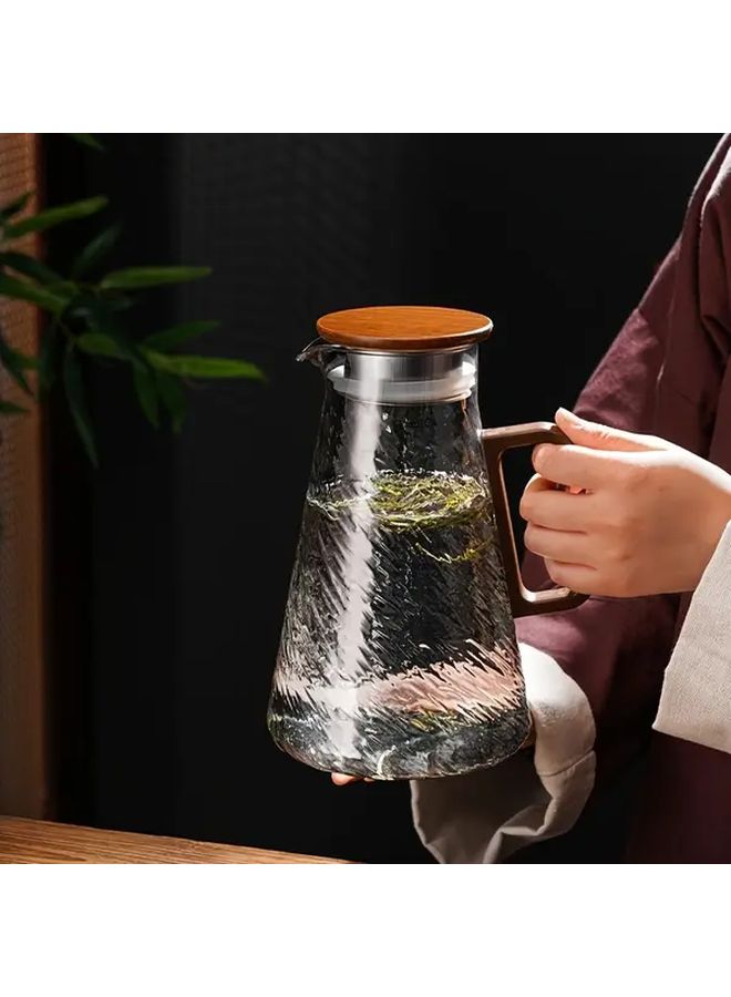 Ash Grey Vertical Stripes Large Capacity Borosilicate Glass Pitcher With Lid - Image 2