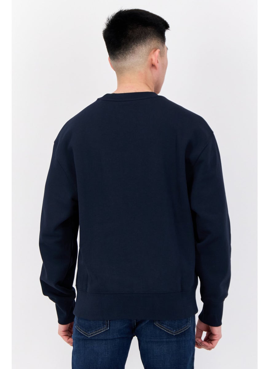 ESPRIT - Men Crew Neck Long Sleeves Brand Logo Sweatshirts, Navy - Image 1
