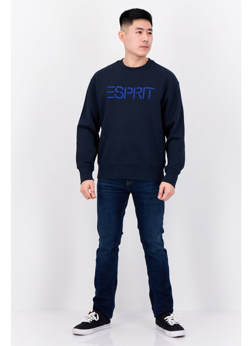 ESPRIT - Men Crew Neck Long Sleeves Brand Logo Sweatshirts, Navy - Image 1