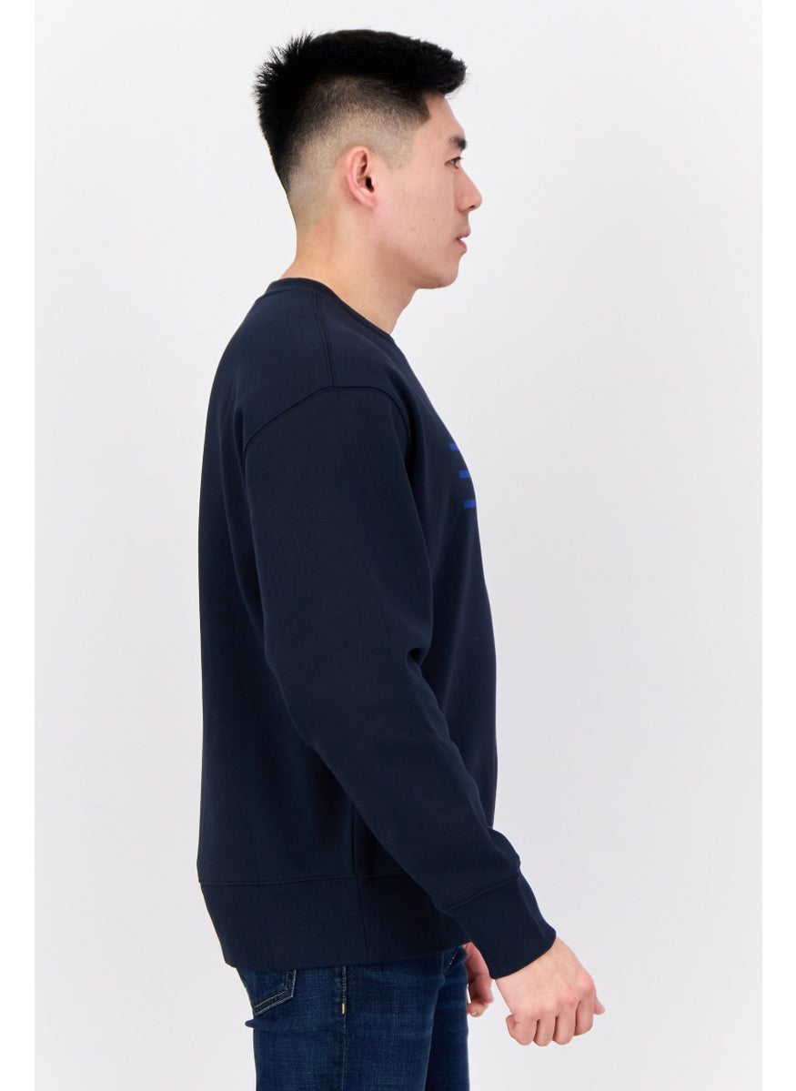 ESPRIT - Men Crew Neck Long Sleeves Brand Logo Sweatshirts, Navy - Image 1