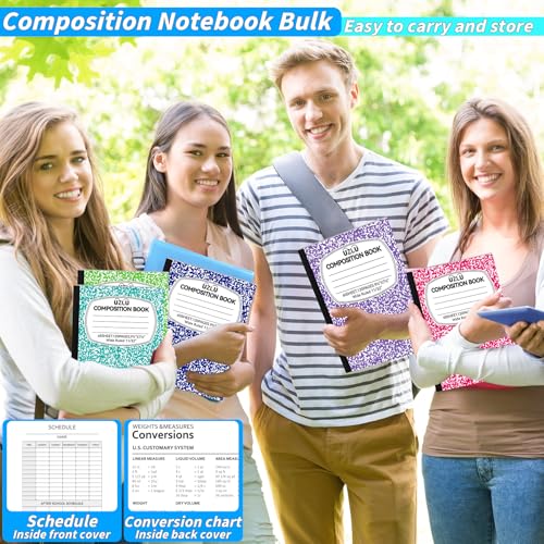 UZLU 24 Pack 9.75 x 7.5 in Large Composition Notebooks Bulk 12 Color Wide Ruled Composition Books Marble Journal Notebook 60 Sheets per Book for Aldult Student College Office Back to School Supplies - Image 5