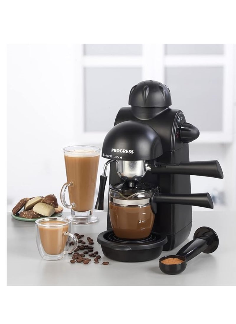 Salter - Salter Espresso Barista Style Coffee Maker with 240 ml Glass Carafe, Cappuccino & Espresso Machine, 5 Bar Pressure With Milk Frother Function For Lattes, Easy Clean Removable Drip Tray, 870W with 200g Nescafe - Image 1