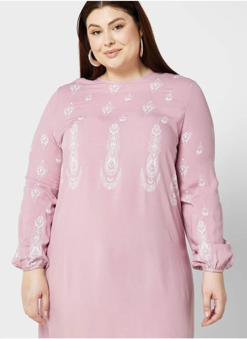 Alia by modanisa Embroidered A-Line Dress