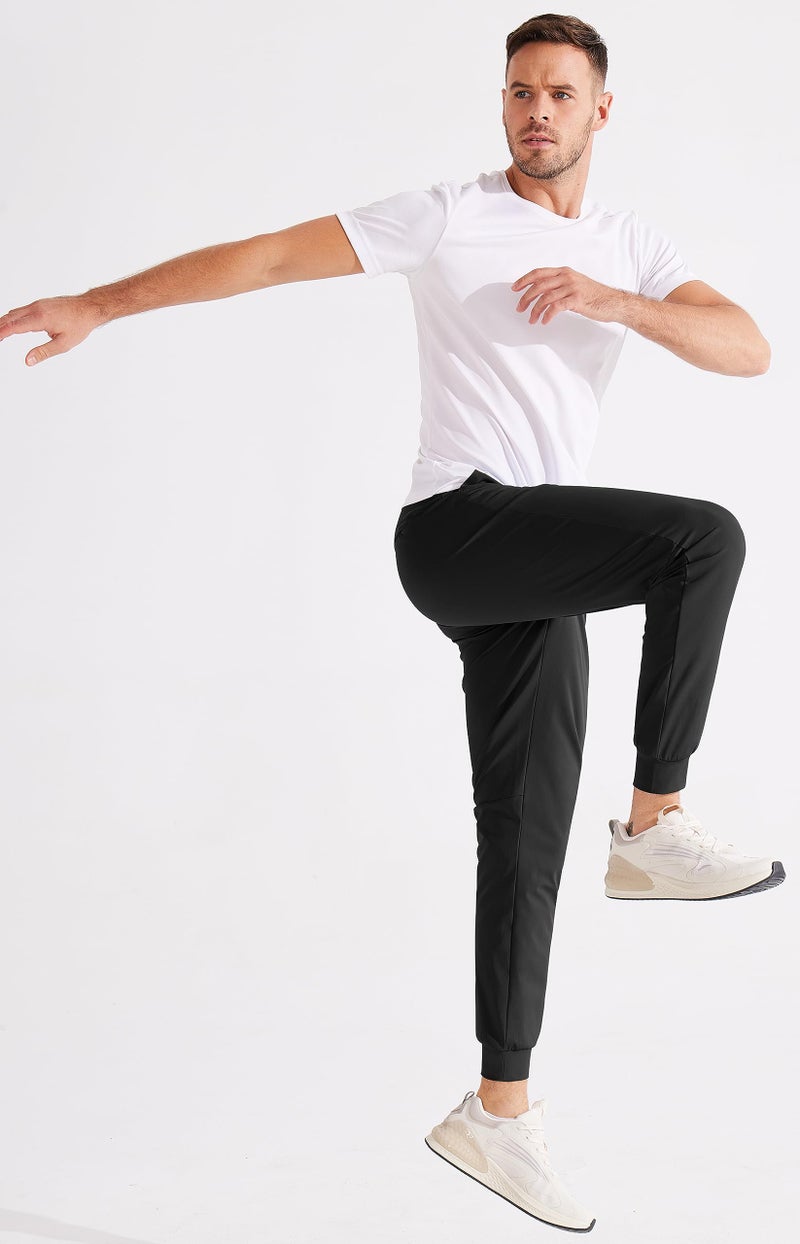 Libin Men's Golf Pants Joggers Lightweight Quick Dry 3 Pockets Slim Fit Soft Stretchy Tapered Leg Work Dress Pants Athletic, Black M - Image 5