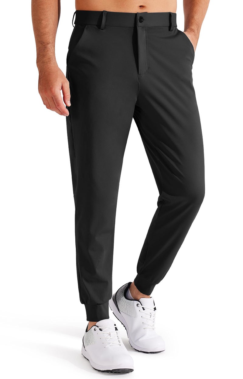 Libin Men's Golf Pants Joggers Lightweight Quick Dry 3 Pockets Slim Fit Soft Stretchy Tapered Leg Work Dress Pants Athletic, Black M - Image 1