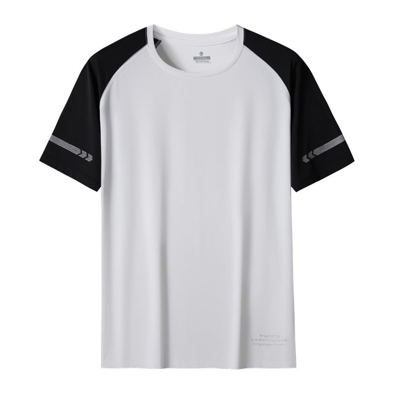 2025 Summer Young Men's Versatile Plus-Size Fashion Casual Round-Neck Quick-Drying Ice Silk Short-Sleeve T-Shirt - Image 1