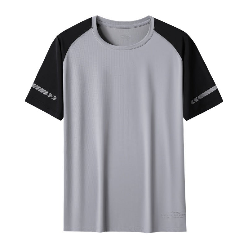 2025 Summer Young Men's Versatile Plus-Size Fashion Casual Round-Neck Quick-Drying Ice Silk Short-Sleeve T-Shirt - Image 2