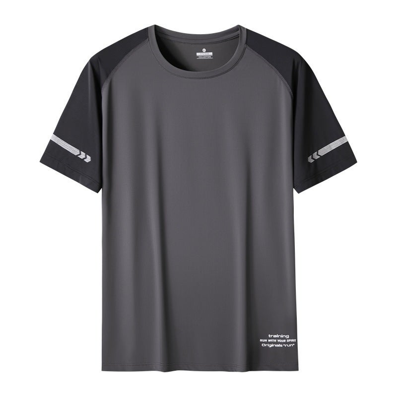 2025 Summer Young Men's Versatile Plus-Size Fashion Casual Round-Neck Quick-Drying Ice Silk Short-Sleeve T-Shirt - Image 4