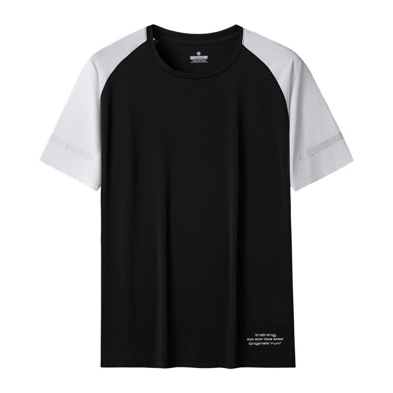 2025 Summer Young Men's Versatile Plus-Size Fashion Casual Round-Neck Quick-Drying Ice Silk Short-Sleeve T-Shirt - Image 3