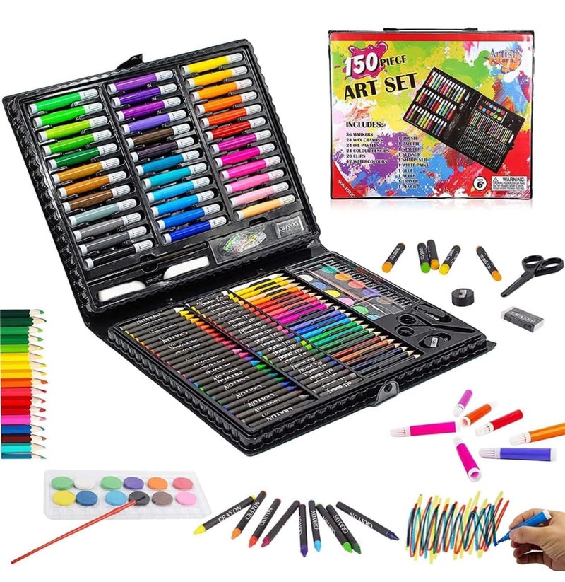 Kitchen Bloom Color Kit Art Set for Kids,145 Pieces Drawing Kit with Colour Pencils,Oil Pastels,Paint Brushes,Water Colours,Marker Pens,Color Set for Kids(Plastic(150 pcs)),Ink Color-Multicolor - Image 1