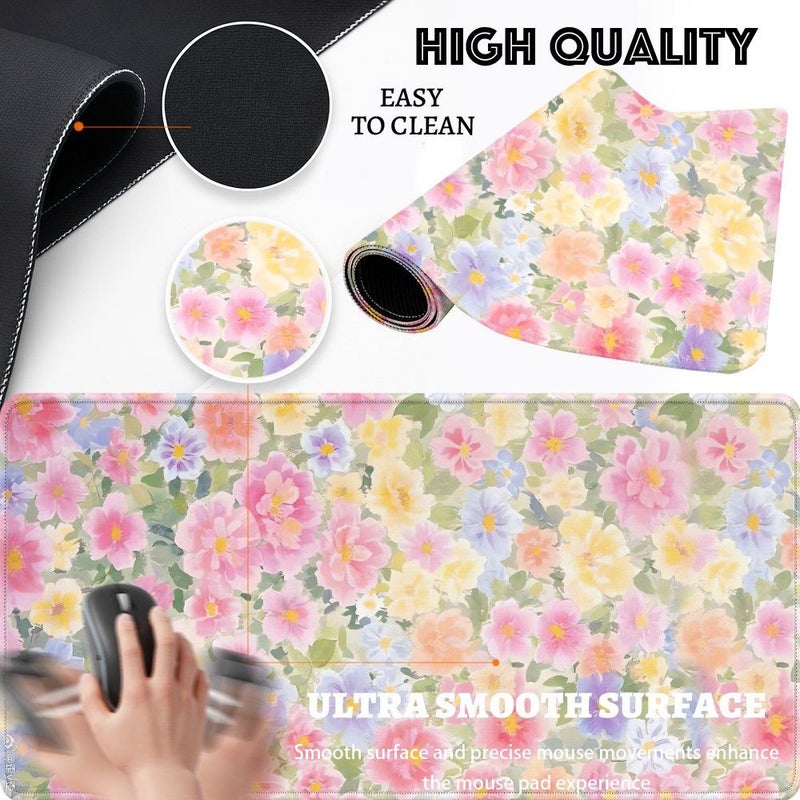 Super Large XXL 2D Flat Gaming Mouse Mat 40x90cm Colorful Flowers Design for Desktop Office and Home Use Gift for Men Women - Image 2