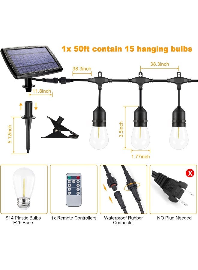 Generic IPStank Solar String Lights with Remote Control, 50FT Dimmable Outdoor String Lights Waterproof, Patio Lights Solar Powered for Garden Backyard Camping Party  - Image 2