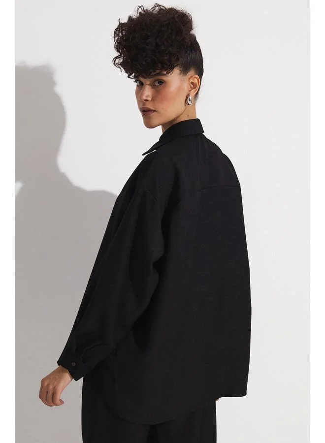 JUNE June Shirt & Trousers Set Black