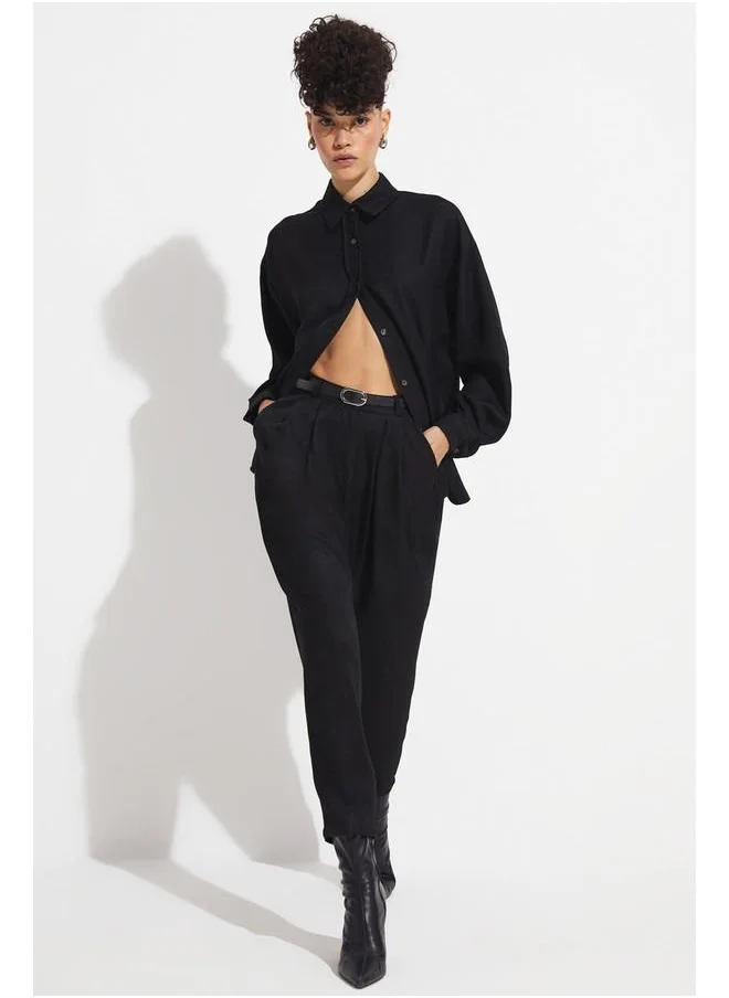 جون June Shirt & Trousers Set Black