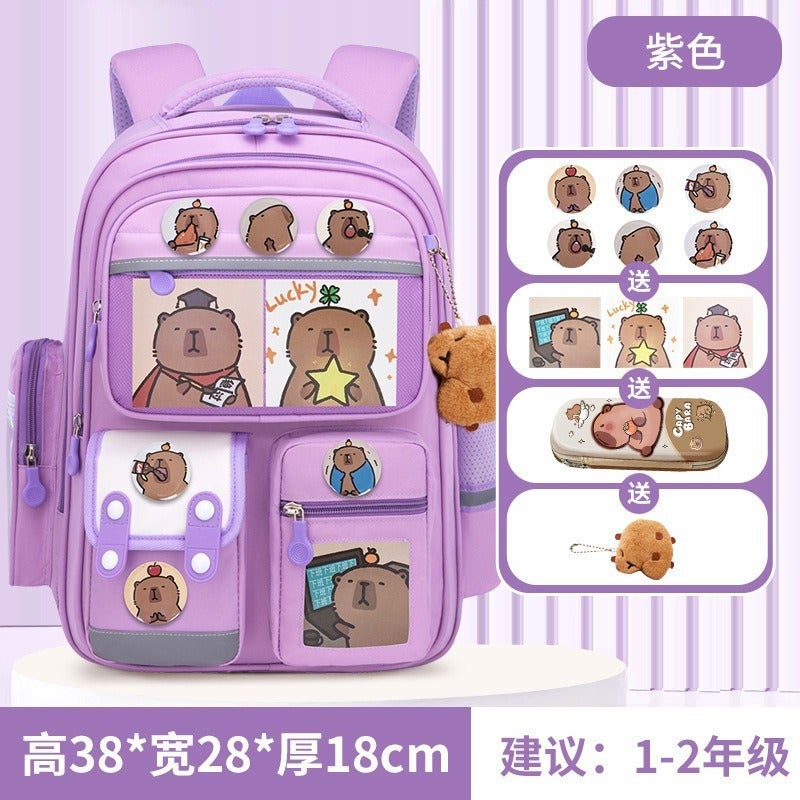 New Cartoon School Backpack for Grades 1-3-6, KULUOMI & Cinnamoroll Design, Lightweight & Ergonomic