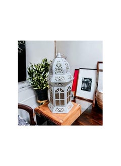 Generic Ramadan Lantern Glass Metal 12" White - Islamic Dome - Unique Design Decorative Decorative Decorative Decorative Accent  - Image 1