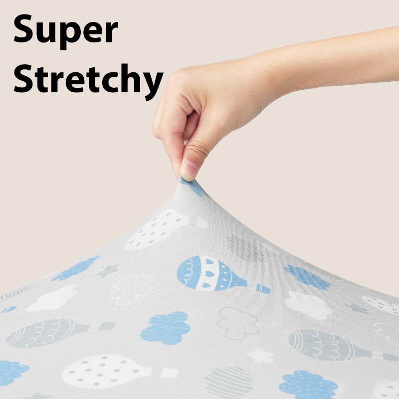 FIEMOL Baby Crib Sheets for Boys and Girls, 3 Pack Toddler Bed Sheets for 52â€x28â€ Standard Toddler Mattresses, Soft Microfiber Fitted Crib Sheets Neutral Blue Cloud Animals - Image 4