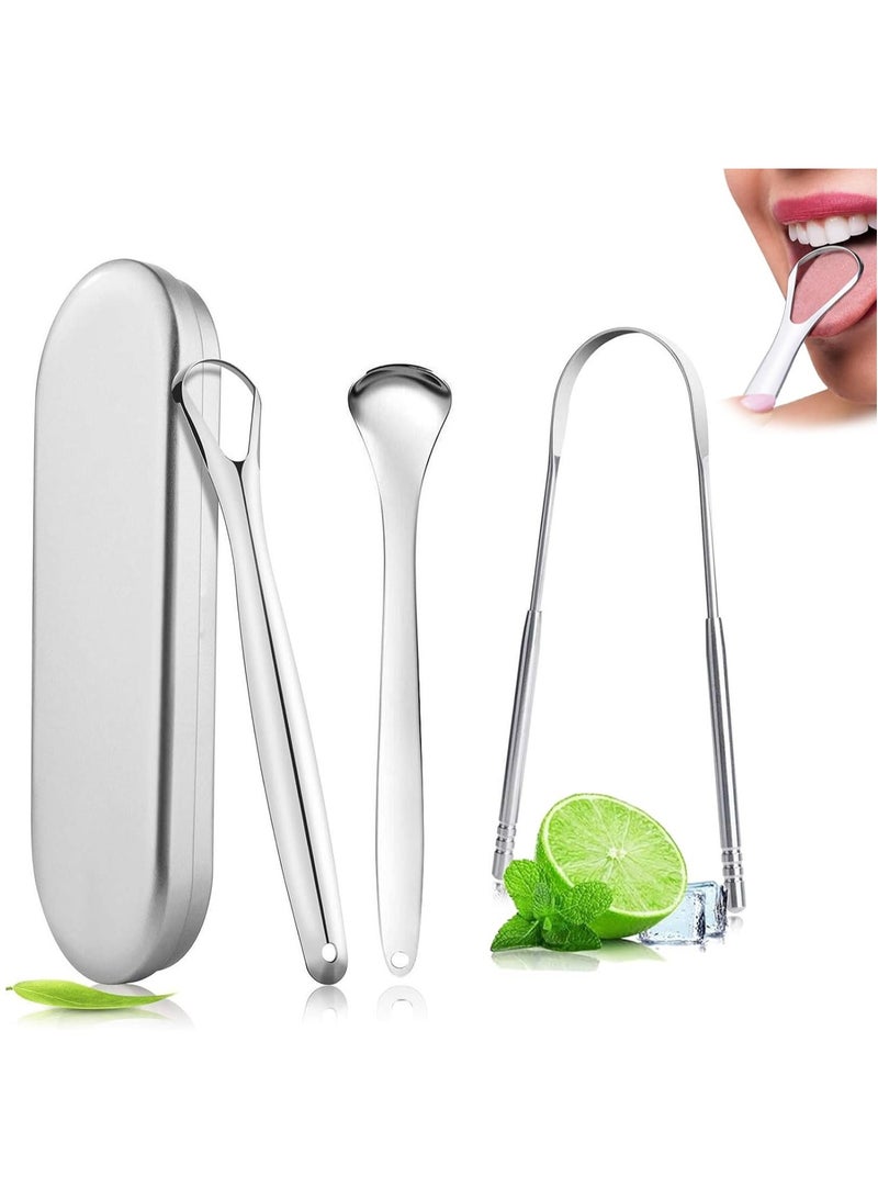 3 PCS Metal Tongue Scraper, Tongue Scrapers for Adults, Stainless Steel Tongue Scrapers, Tongue Scraper, Portable Tongue Scrapers - Image 1
