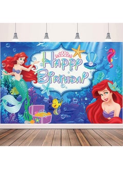 YUNKELIU Happy Birthday Backdrop Under The Sea Little Mermaid Party ...