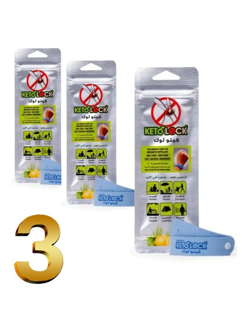 KETO LOCK Kito locK  3 packs, each containing a mosquito-repellent bracelet. - Image 1